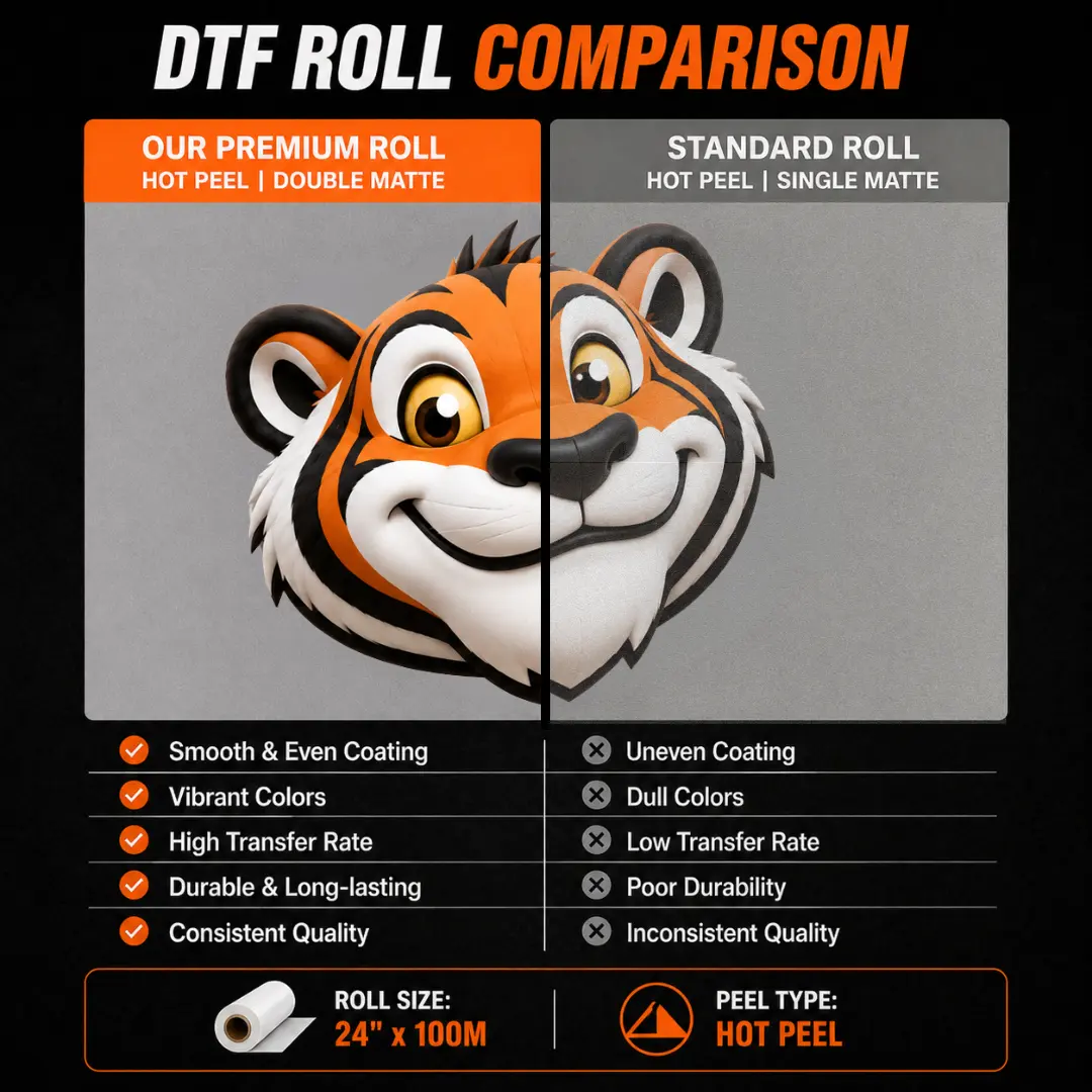 Tiger DTF Roll vs Standard Roll Comparison