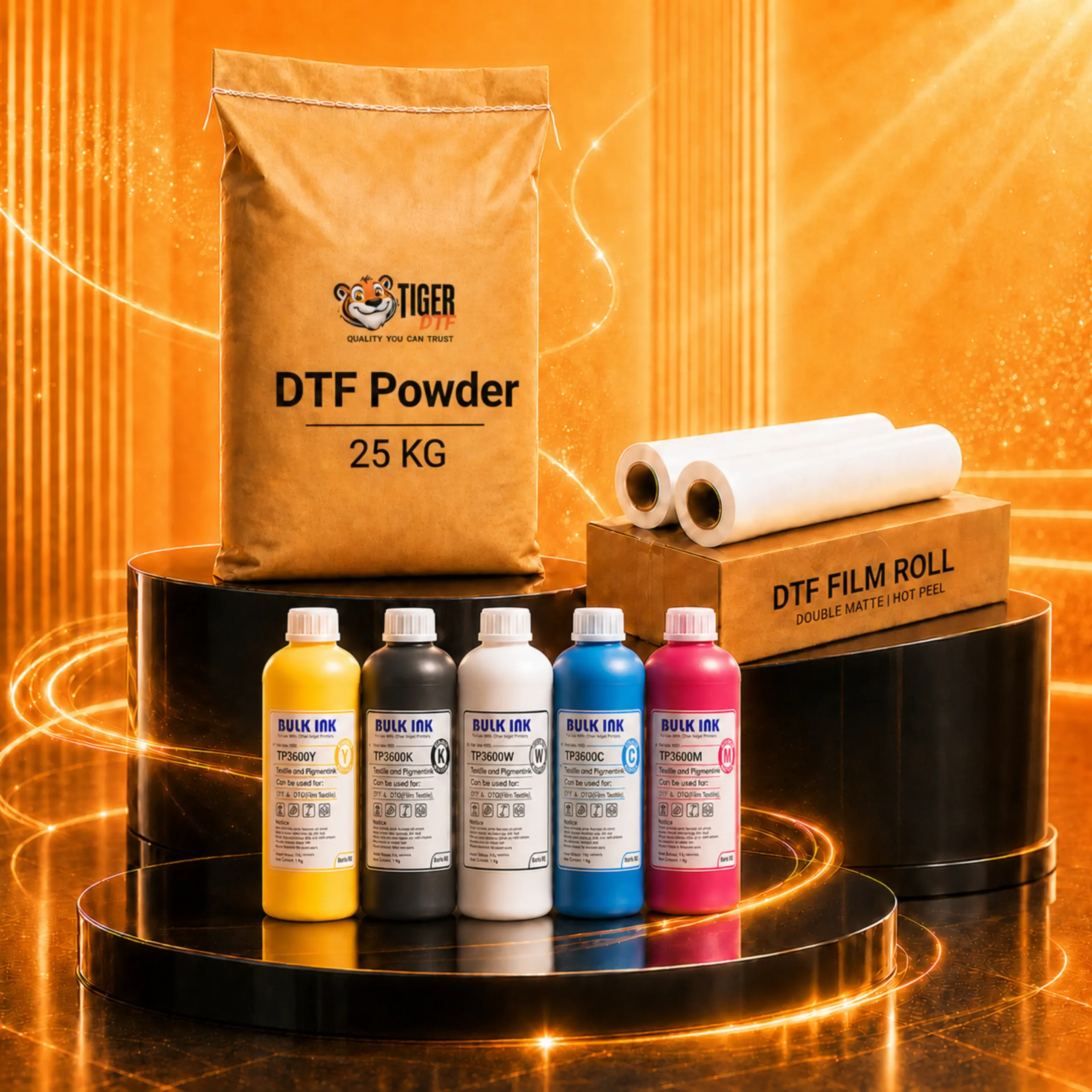 Tiger DTF Supply Process — Ink Roll Powder