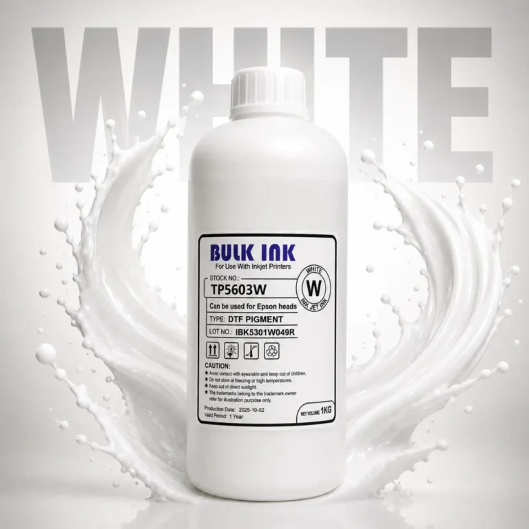 DTF white ink 1 litre bottle, Inkbank 5603 pigment, Epson head compatible